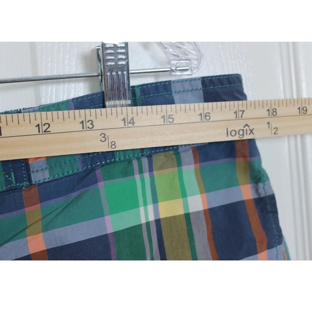 Tommy Hilfiger Plaid Swim Trunks Shorts Blue Green‎ Mens L